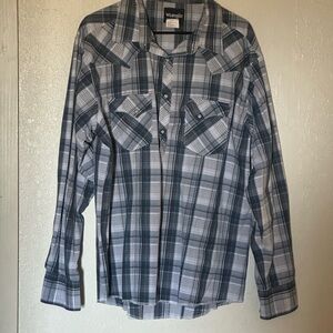 Pre-Owned Wrangler Casual Button-Down Shirt Men's XXL White/Blue
